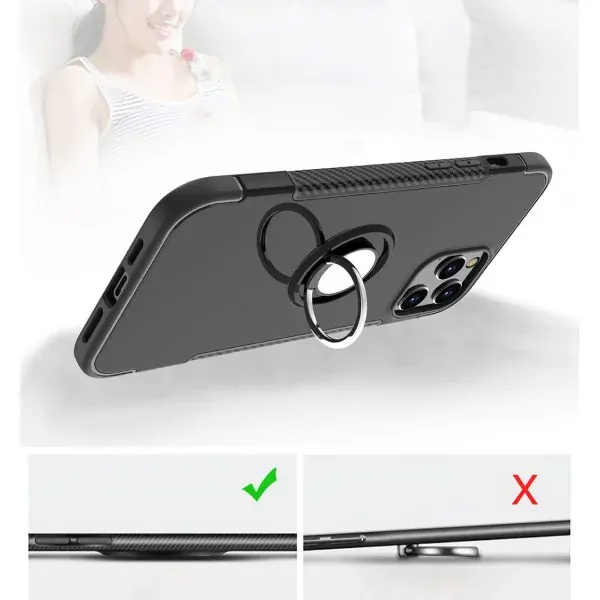 Kryt na iPhone 12 / 12 Pro odolný Magnetic finger zlatý