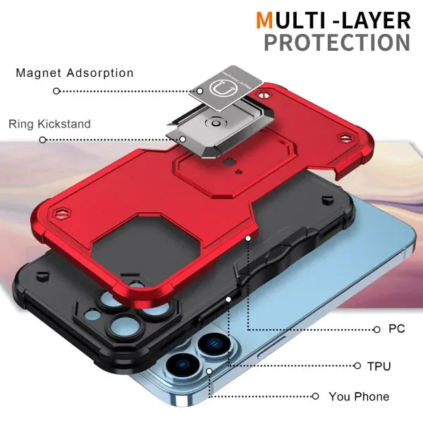 Kryt na iPhone 14 Pro odolný Kickstand ružový