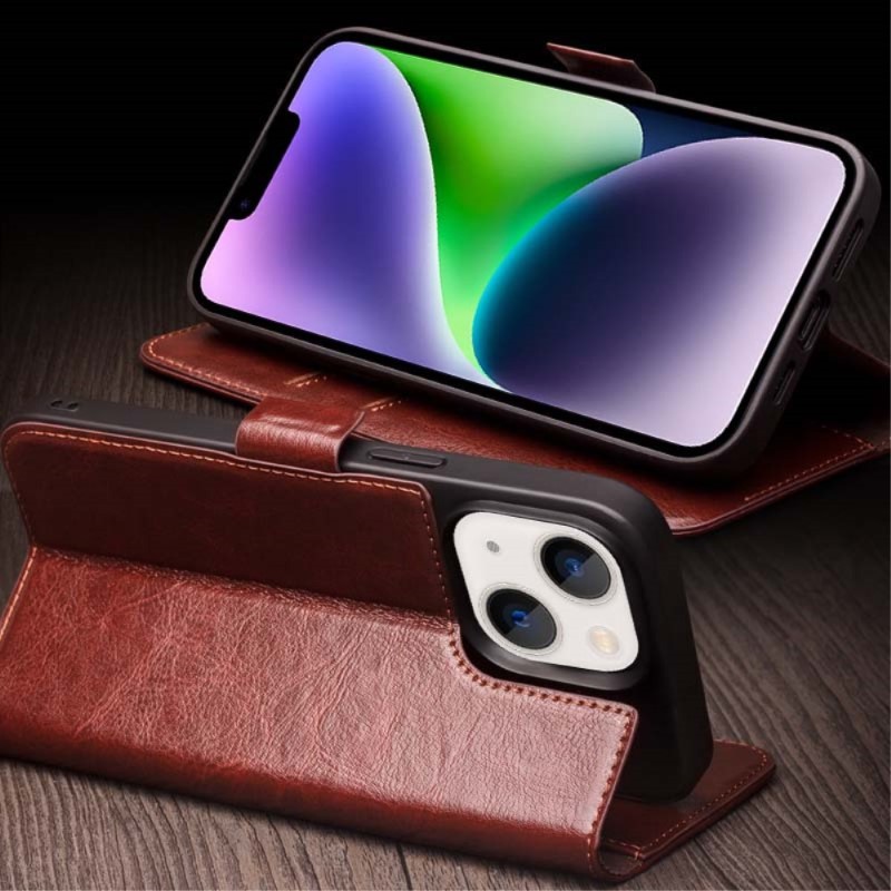 Puzdro kožené QIALINO na iPhone 14 hnedé