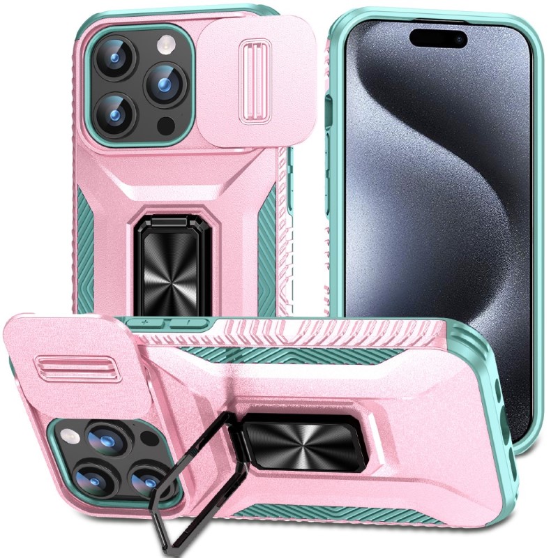 Kryt na iPhone 15 Pro Max odolný s krytkou na fotoaparát ružový