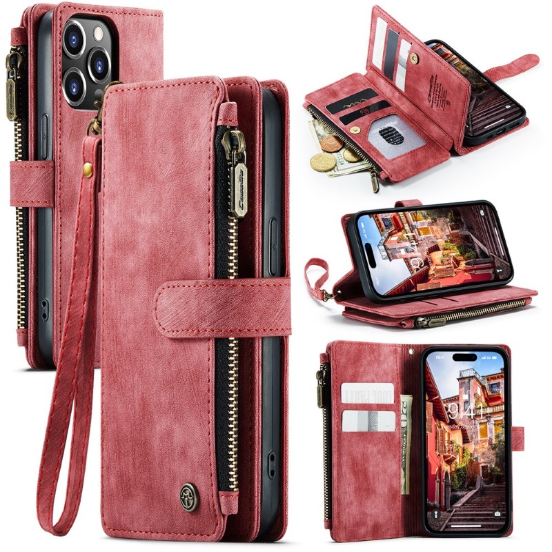 Púzdro pre iPhone 15 Pro Max CASEME Luxury Double Layer červené