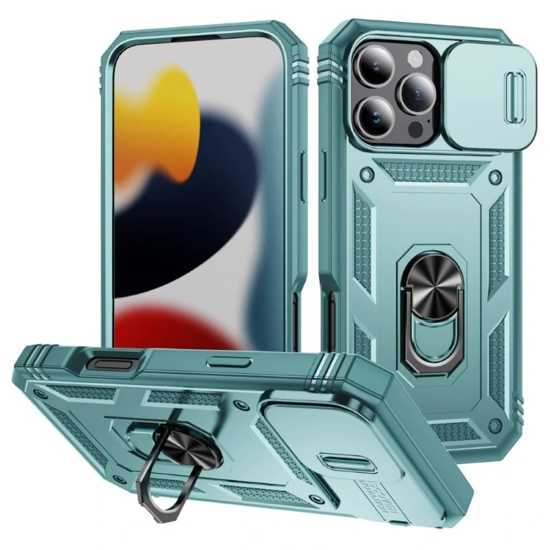 Kryt na iPhone 16 Pro odolný s krytkou na fotoaparát svetlo modrý