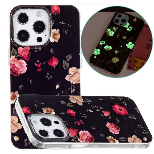 Kryt na iPhone 12 / 12 Pro svietiaci Ruže čierny
