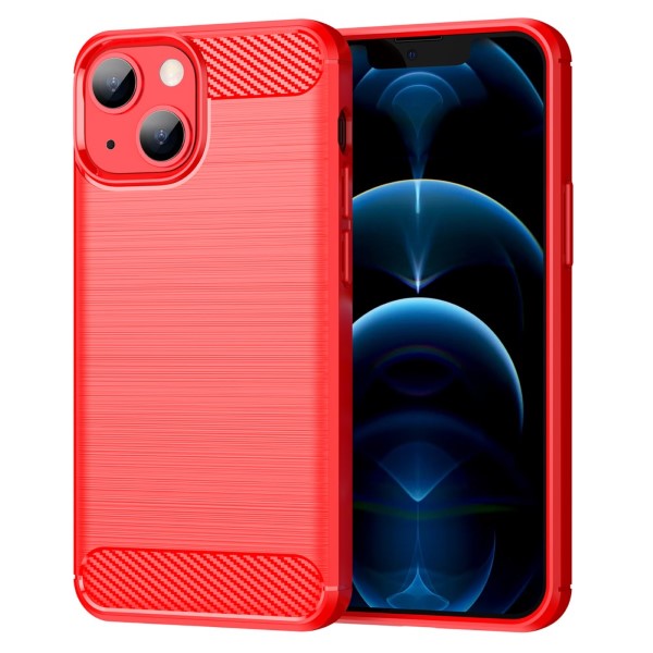 Kryt na iPhone 13 gumový Carbon červený