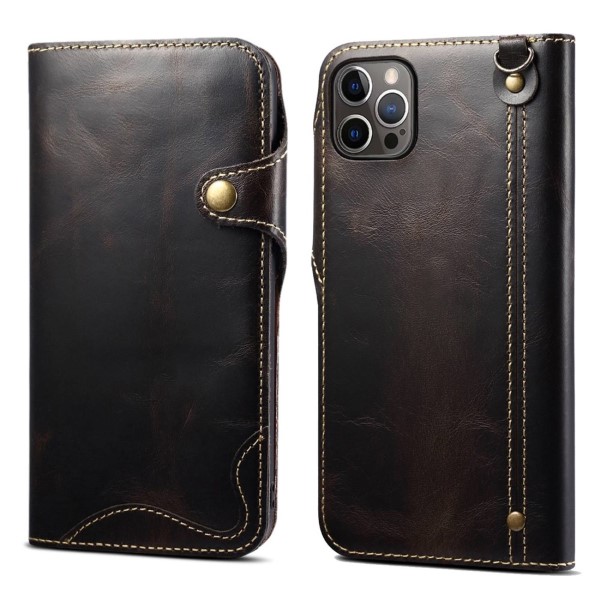 Púzdro na iPhone 14 Pro Kožené čierne