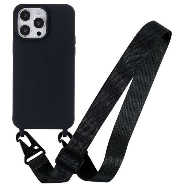 Kryt na iPhone 14 Pro Wide gumový so šnúrkou na krk čierny