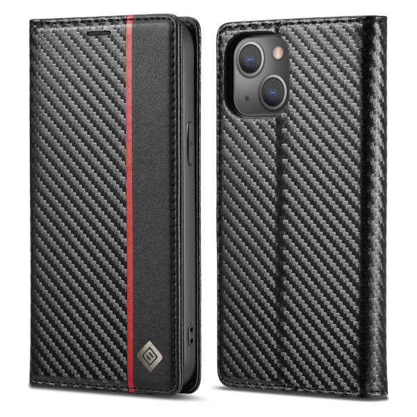 Púzdro LC.IMEEKE pre iPhone 13 Carbon čierne / červené
