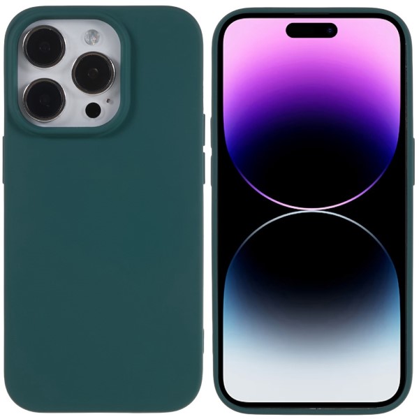 Kryt na iPhone 14 Pro Max gumový tmavo zelený