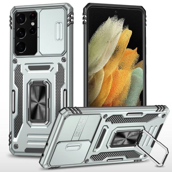 Kryt na Samsung Galaxy S21 Ultra odolný s krytom na fotoaparát sivý