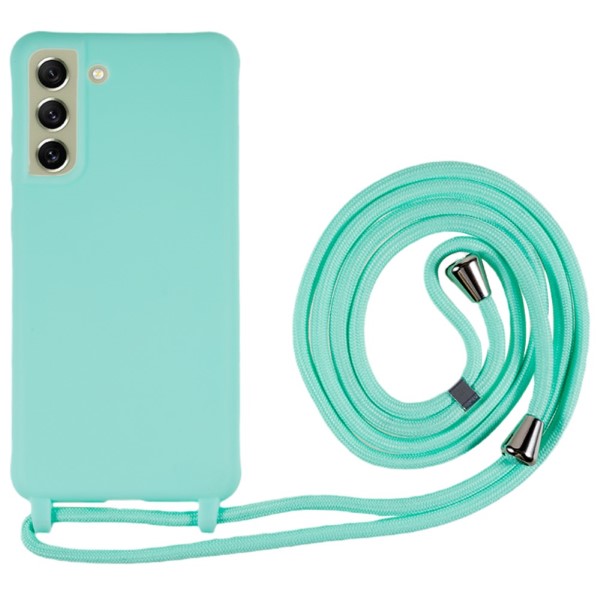 Kryt na Samsung Galaxy S21 FE gumový so šnúrkou na krk svetlo modrý