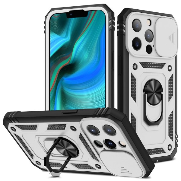 Kryt na iPhone 13 Pro Max odolný s krytkou na fotoaparát biely