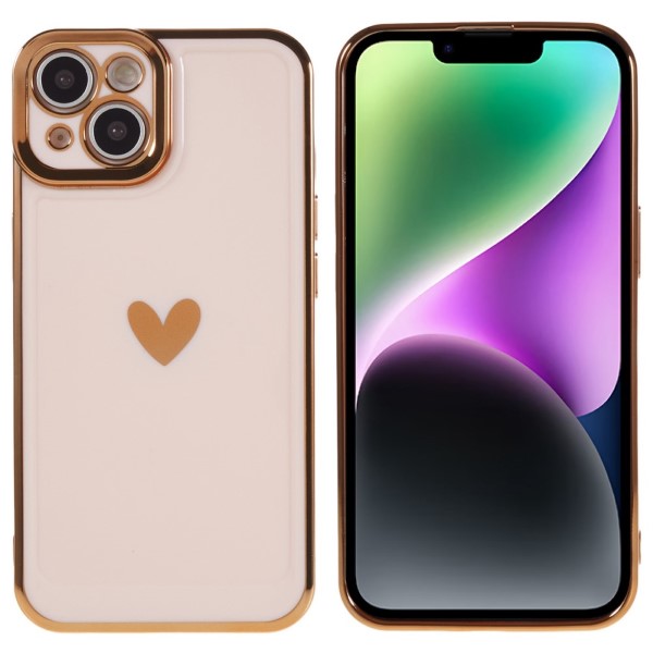 Kryt na iPhone 14 Plus Electroplated srdiečko ružový