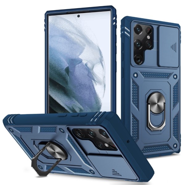 Kryt na Samsung Galaxy S22 Ultra odolný s krytom na fotoaparát tmavomodrý