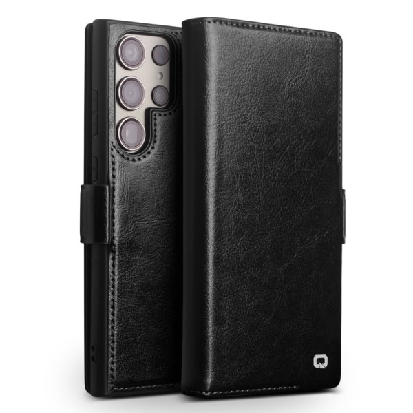 Puzdro kožené QIALINO na Samsung Galaxy S22 Ultra čierne