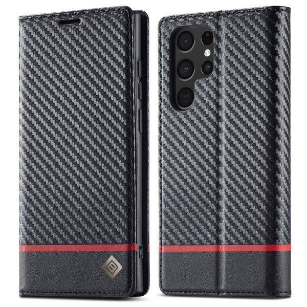 Puzdro na Samsung Galaxy S22 Ultra LC.IMEEKE Carbon vertical čierne