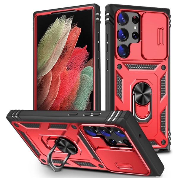 Kryt na Samsung Galaxy S23 Ultra odolný s krytom na fotoaparát červený