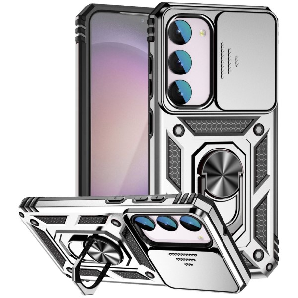 Kryt na Samsung Galaxy S23 FE odolný s krytom na fotoaparát strieborný