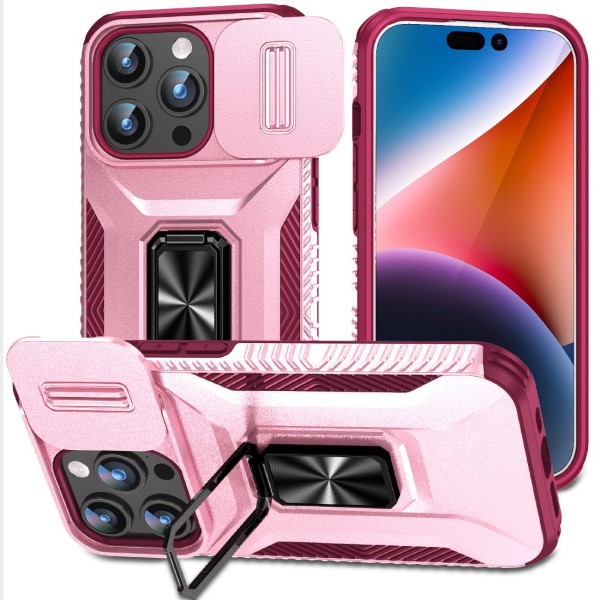 Kryt na iPhone 15 Pro odolný s krytkou na fotoaparát vínový