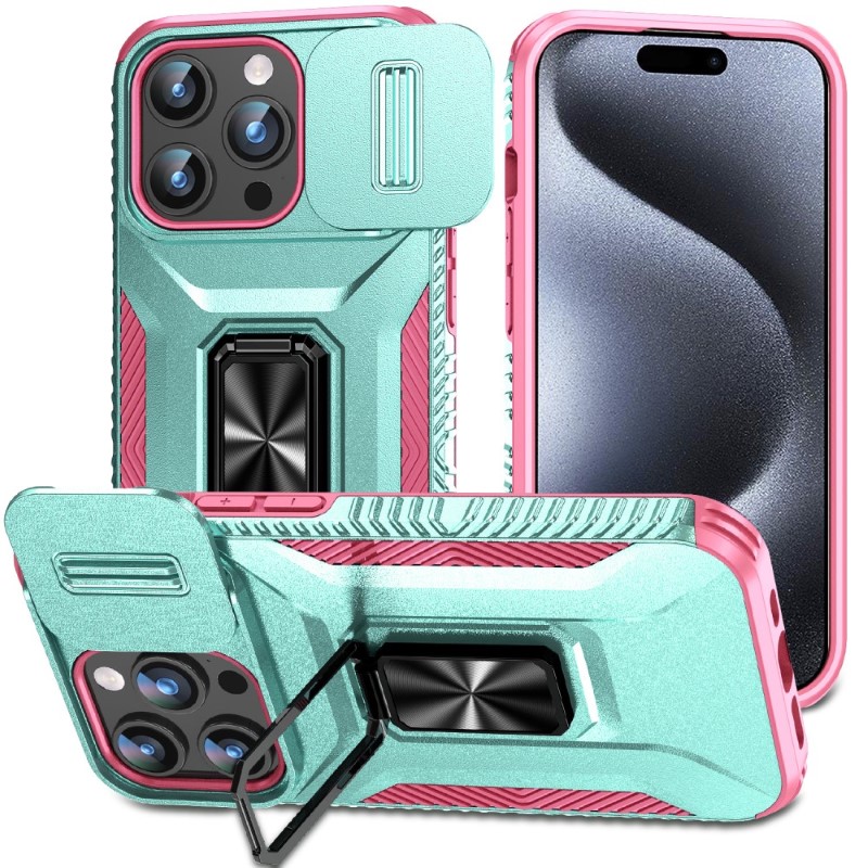 Kryt na iPhone 15 Pro Max odolný s krytkou na fotoaparát svetlo modrý