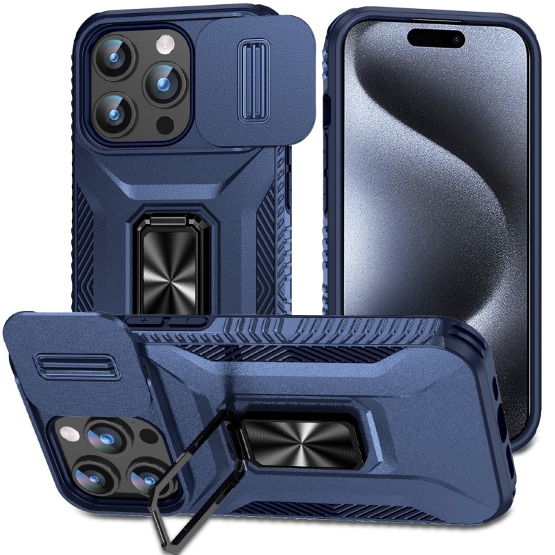 Kryt na iPhone 15 Pro Max odolný s krytkou na fotoaparát tmavomodrý