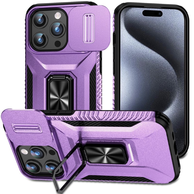 Kryt na iPhone 15 Pro Max odolný s krytkou na fotoaparát fialový