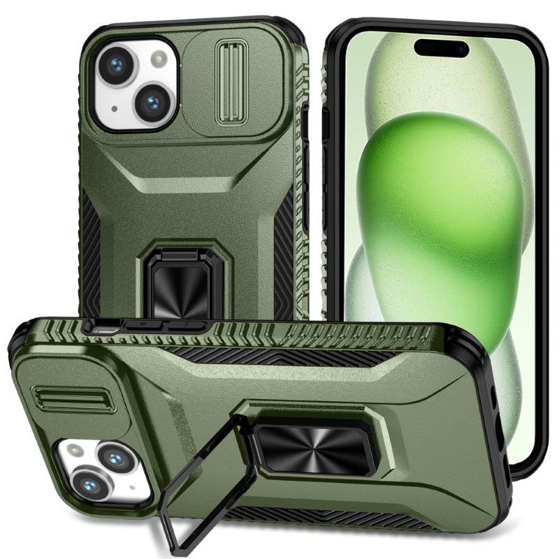 Kryt na iPhone 15 odolný s krytom na fotoaparát zelený