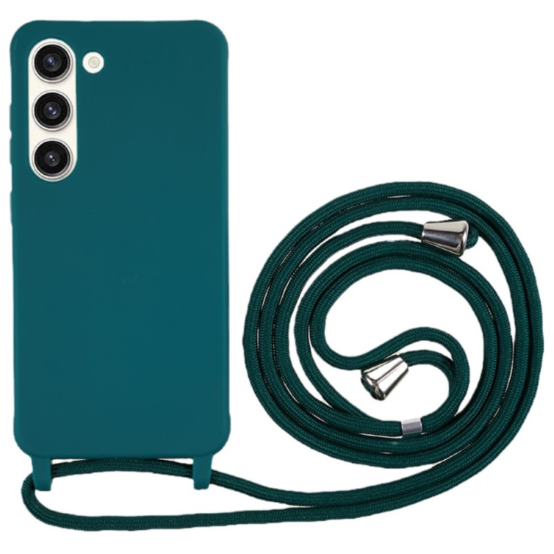 Kryt na Samsung Galaxy S23 Plus gumový so šnúrkou na krk zelený