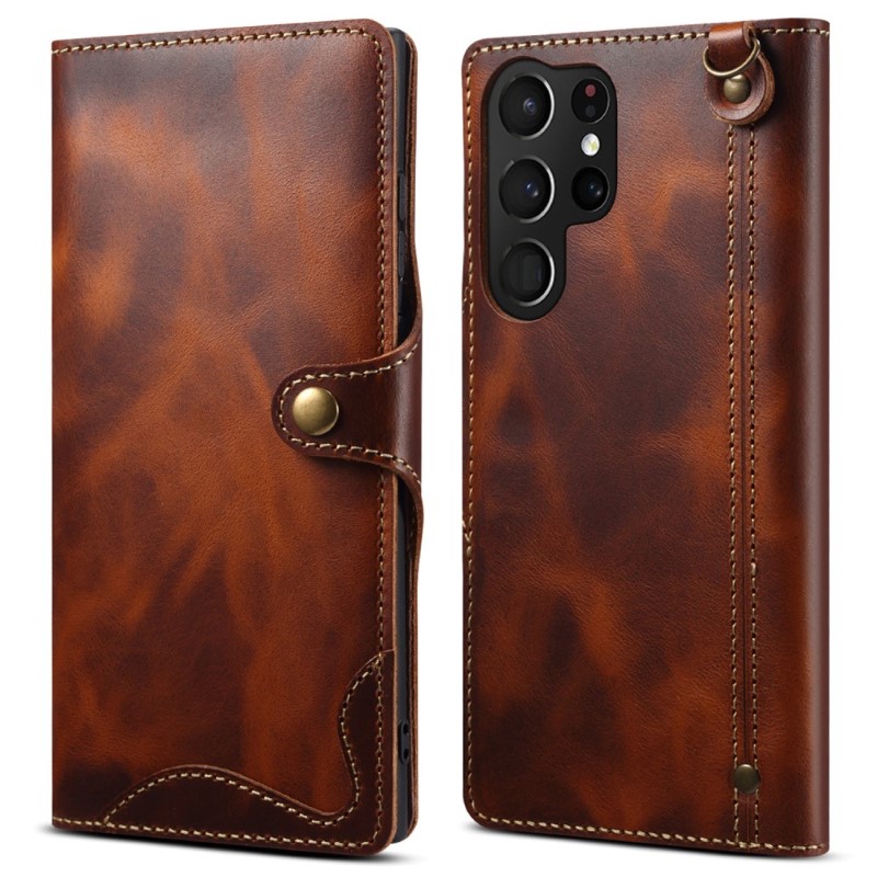 Puzdro kožené Denior na Samsung Galaxy S24 Ultra hnedé