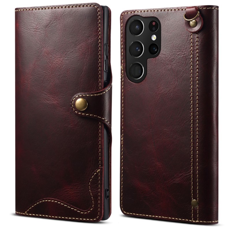 Puzdro kožené Denior na Samsung Galaxy S24 Ultra červené