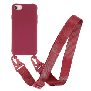 Kryt na iPhone 7 / 8 / SE ( 2020 / 2022 ) gumový so šnúrkou na krk vínový