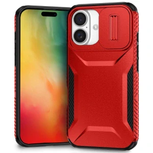 Kryt na iPhone 16 s krytkou na fotoaparát červený