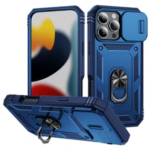 Kryt na iPhone 16 Pro odolný s krytkou na fotoaparát tmavomodrý