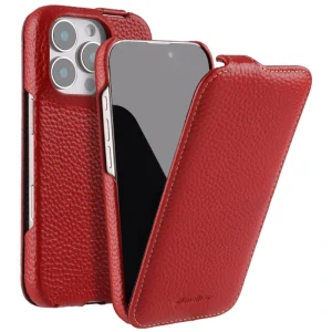 Púzdro flipové MELKCO na iPhone 16 Pro Kožené s podporou MAGSAFE červené