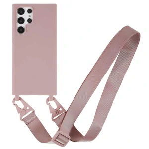 Kryt na Samsung Galaxy S22 Ultra gumový so šnúrkou na krk staroružový