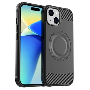 Kryt na iPhone 15 gumový (podpora MagSafe) čierny