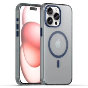 Kryt na iPhone 15 Pro gumový Candy (podpora MagSafe) tmavo modrý