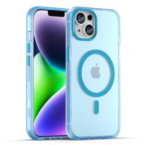 Kryt na iPhone 14 gumový Candy (podpora MagSafe) modrý