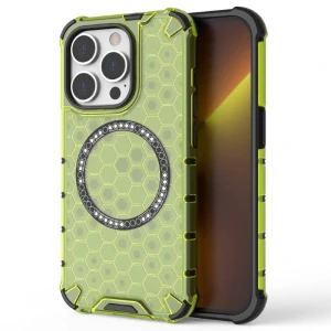 Kryt na iPhone 14 Pro odolný Honeycomb s podporou MagSafe zelený