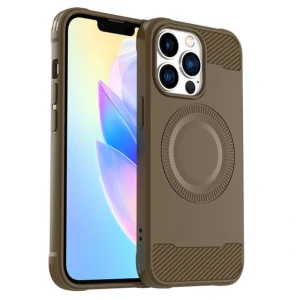 Kryt na iPhone 13 Pro Max gumový (podpora MagSafe) hnedý