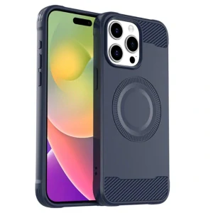 Kryt na iPhone 15 Pro Max gumový (podpora MagSafe) modrý