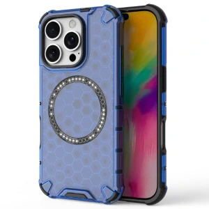 Kryt na iPhone 16 Pro Max odolný Honeycomb s podporou MagSafe modrý