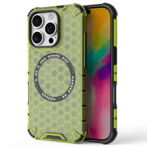 Kryt na iPhone 16 Pro odolný Honeycomb s podporou MagSafe zelený