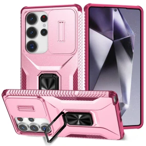 Kryt na Samsung Galaxy S25 Ultra odolný s krytkou na fotoaparát vínový