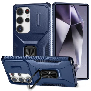 Kryt na Samsung Galaxy S25 Ultra odolný s krytkou na fotoaparát tmavě modrý