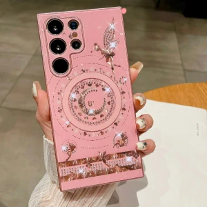 Kryt na Samsung Galaxy S25 Ultra trblietavý s podporou MagSafe ružový