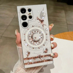 Kryt na Samsung Galaxy S25 Ultra trblietavý s podporou MagSafe biely