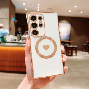 Kryt na Samsung Galaxy S23 Ultra Srdiečko s podporou MagSafe biely