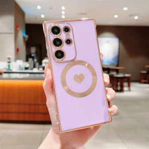 Kryt na Samsung Galaxy S24 Ultra Srdiečko s podporou MagSafe svetlo fialový