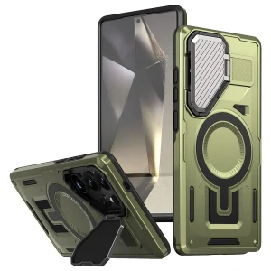 Kryt na Samsung Galaxy S24 Ultra s krytkou na fotoaparát zelený