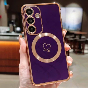 Kryt na Samsung Galaxy S23 FE Srdiečko s podporou MagSafe fialový
